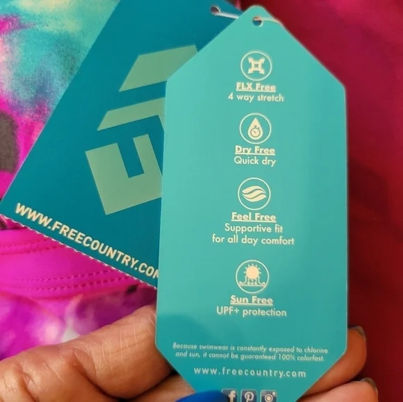 NWT Free Country TikiTieDye Sporty Tankini Small berry and slate colors - Picture 9 of 15